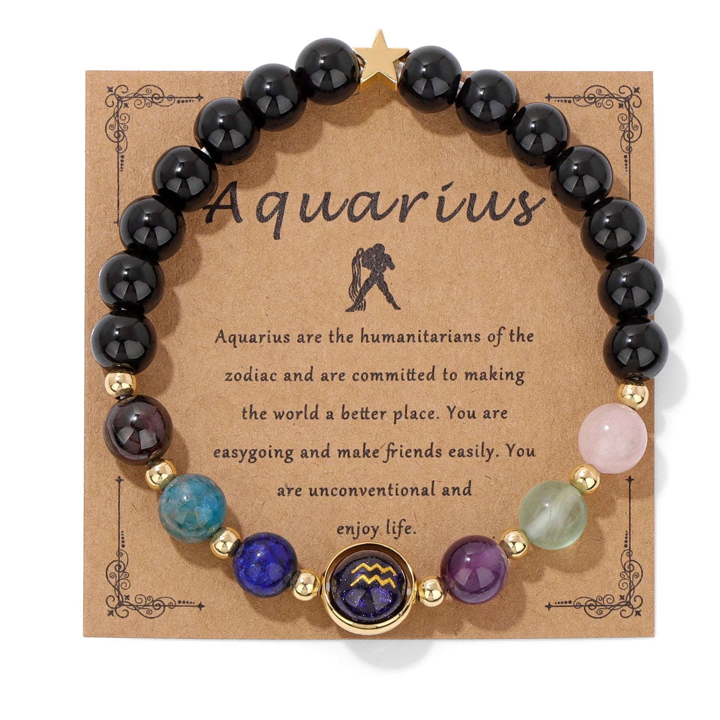 Mysterious Constellation Sign Zodiac Star Charm Bracelet With Card