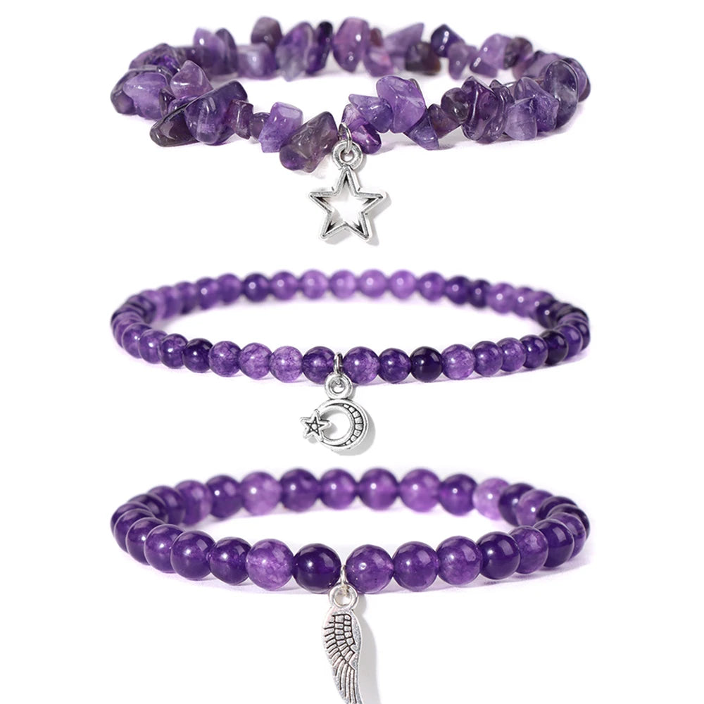 Natural Amethysts Charm Bracelet Series