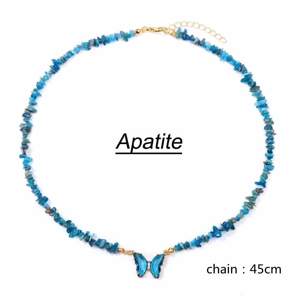 Butterfly Pendant Necklace Gravel Bracelets