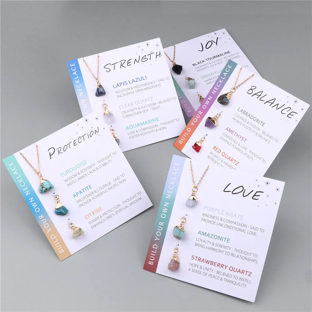 Gold Natural Stone Mineral Charm Necklaces