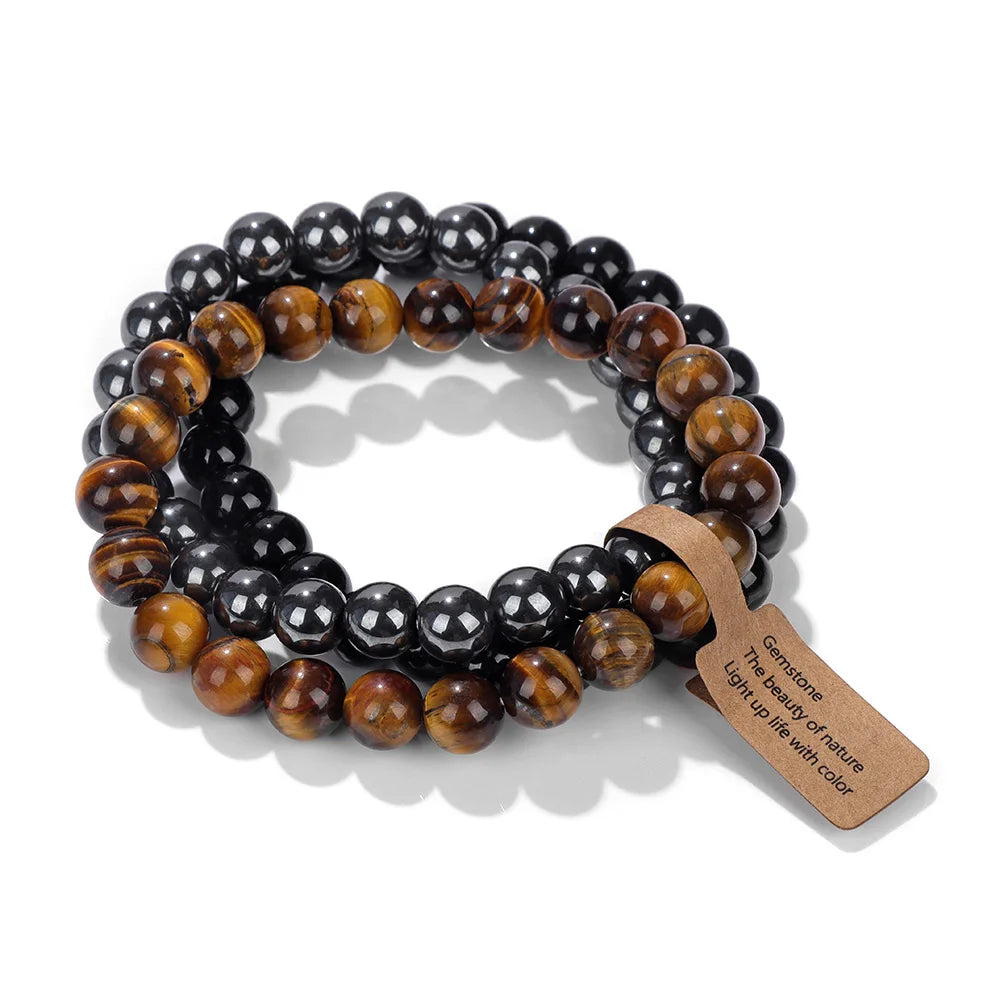 Grainy Gravel Marble Natural Stone Bracelet Sets