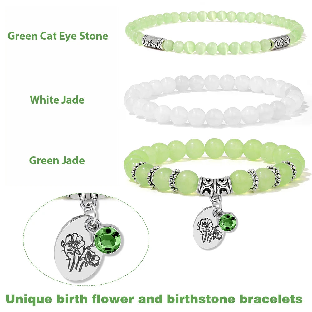 Birthstone Rose Sunflower Beaded Bracelet Sets