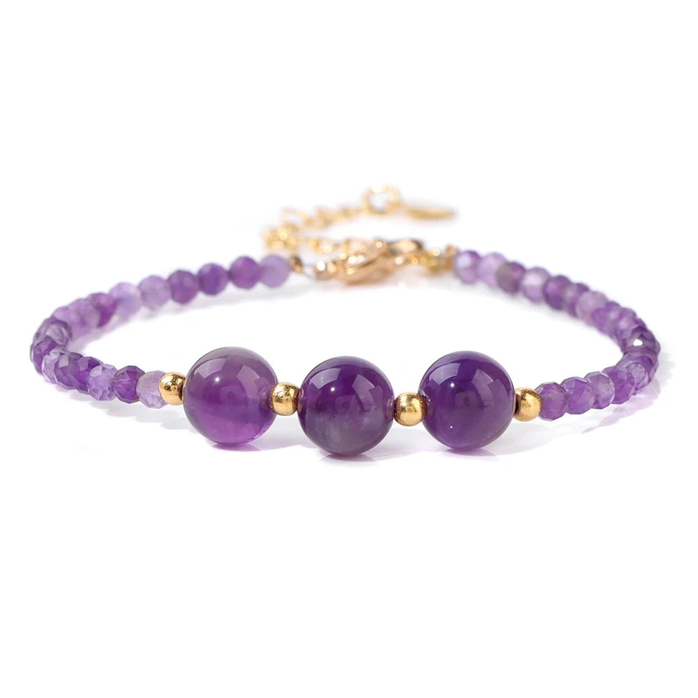 Natural Amethysts Charm Bracelet Series