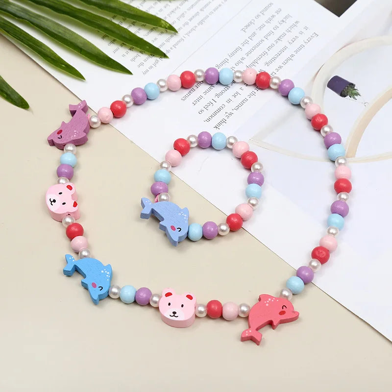 Cute Cartoon Pattern Necklace Bracelet Sets