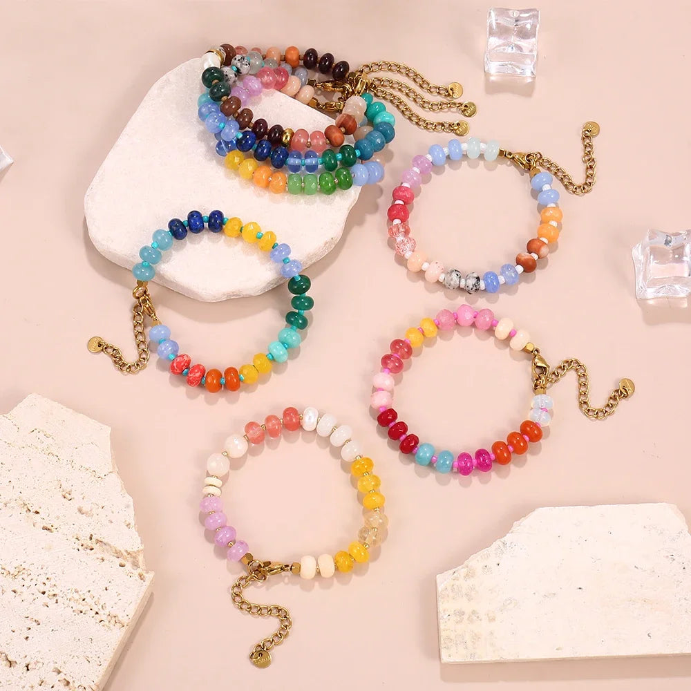 Colorful Gemstone Rainbow Bracelet