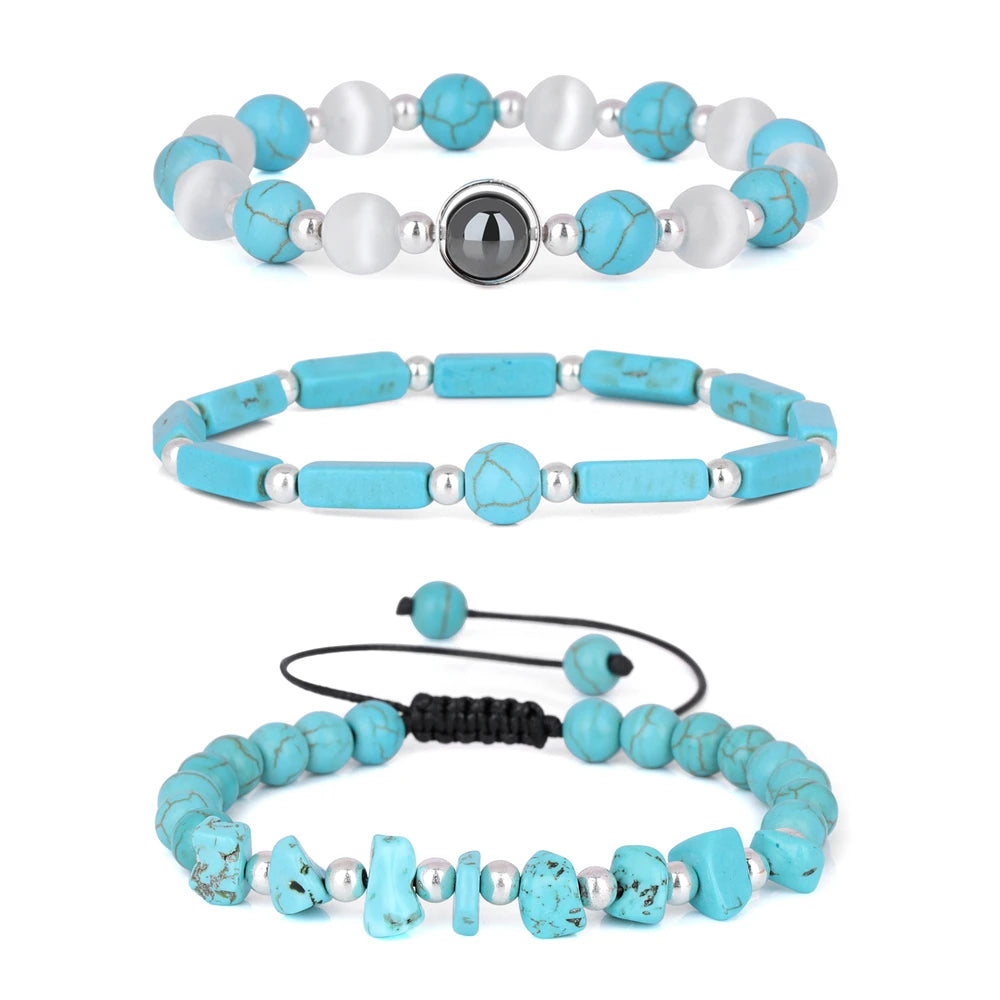 New Blue Turquoises Stone Charm Series Bracelets