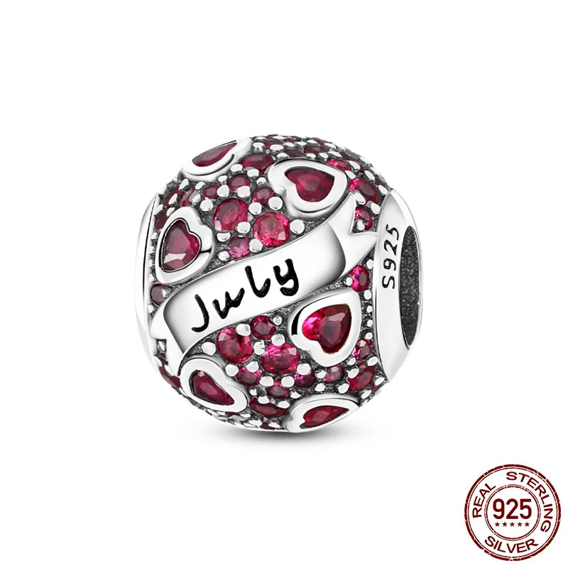 Zodiac Constellation Months Round Birthstone Charm Beads