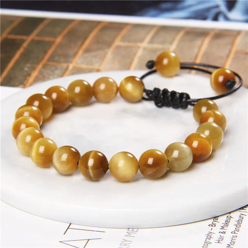 Cool Royal 5 Star Natural Stone Tiger Eye Beaded Bracelets