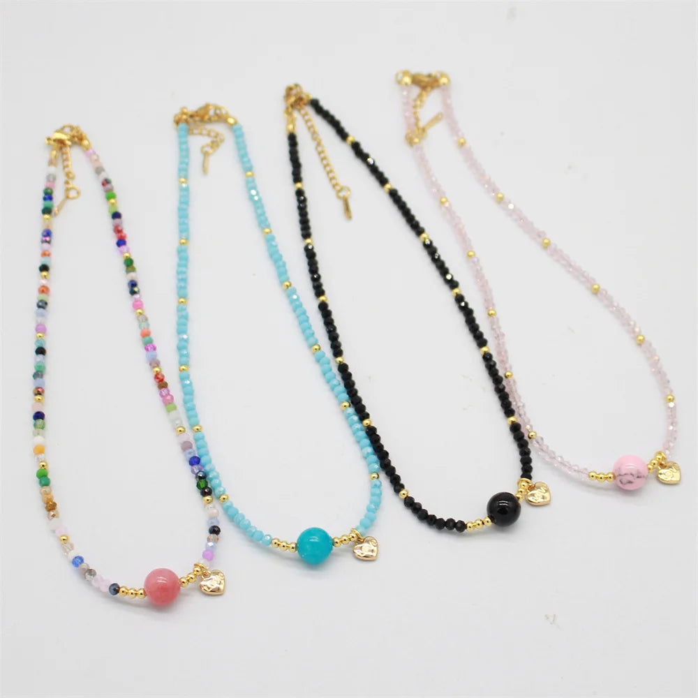 Crystal Choker LOVE Pendant Bullet Clavicle Chain