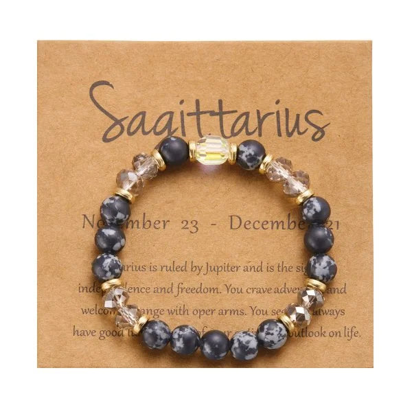 Gorgeous Glass 12 Zodiac Crystal Beaded Bracelet