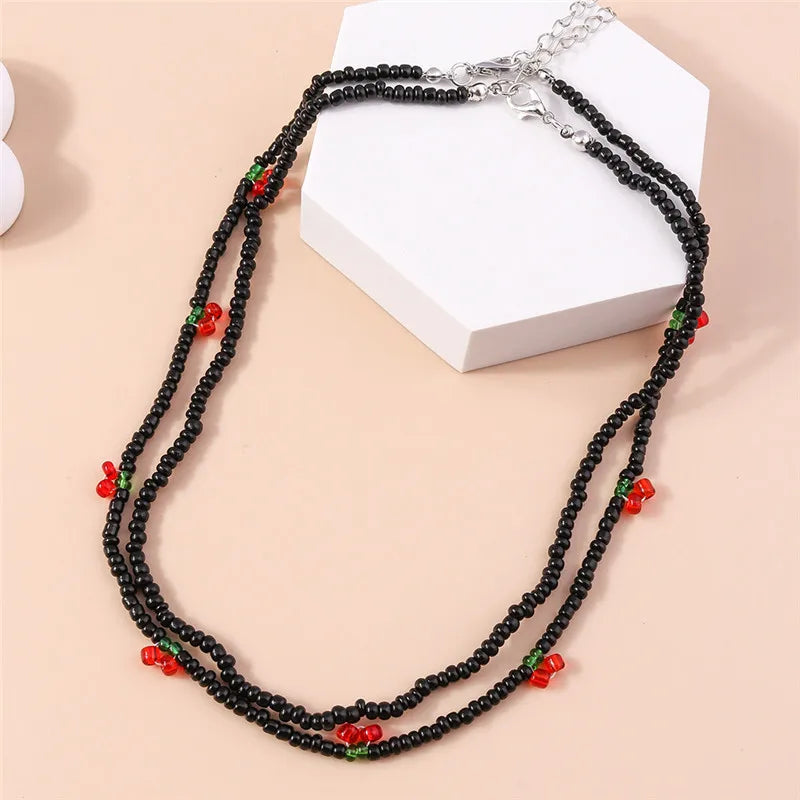 Lovely Sun Flowers Seeds Beaded Necklace