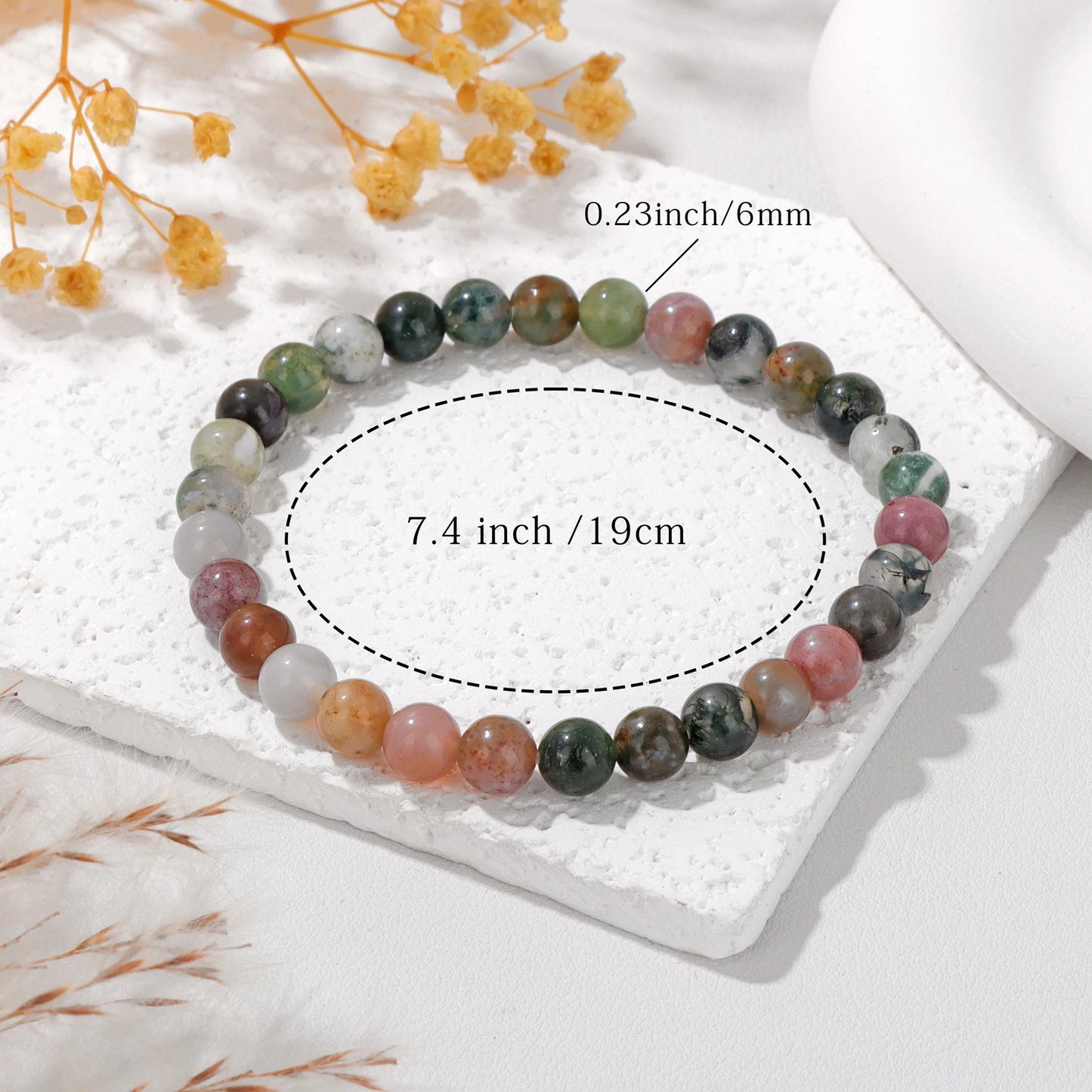 Polished Natural Indian Agates Stone Bracelets with Card