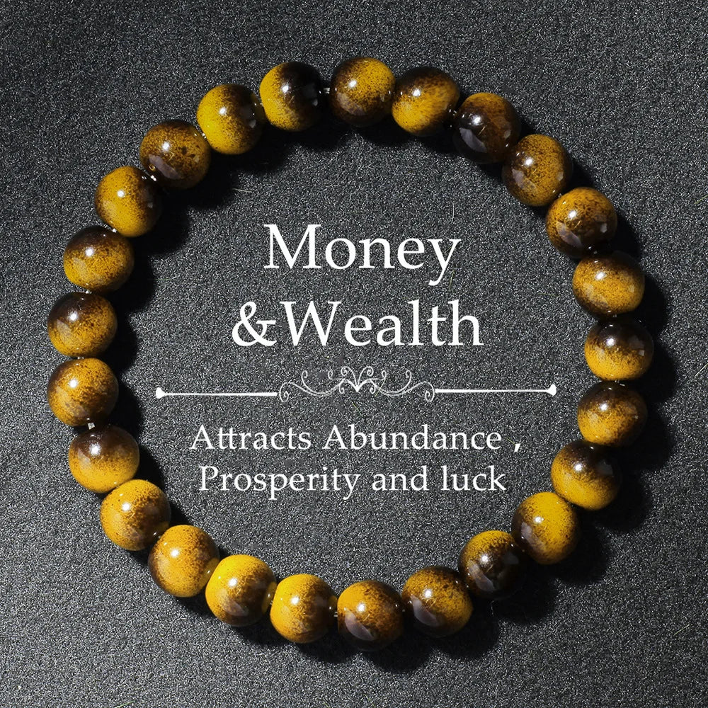 Wealthy Multicolored Crystal Tiger Eye Beads Bracelets