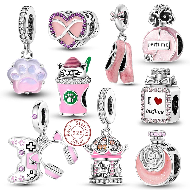 Splash Pink & Silver Pendant Charms