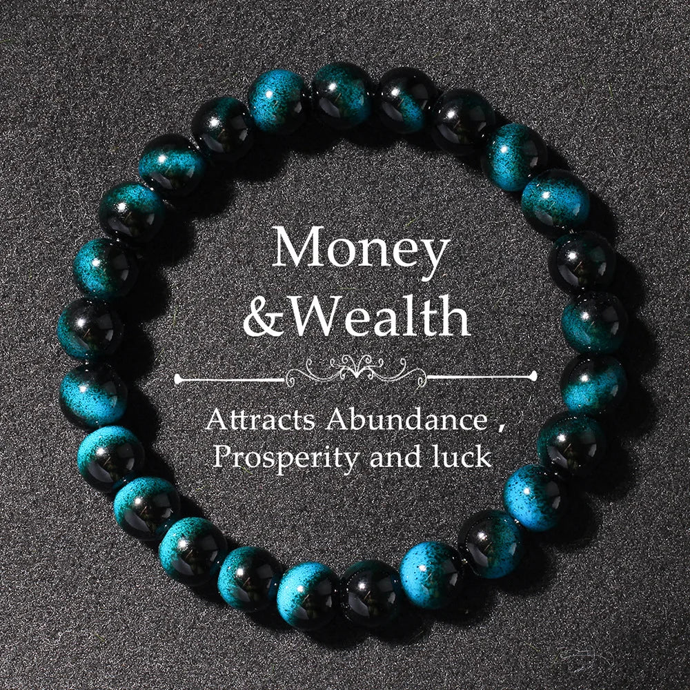 Wealthy Multicolored Crystal Tiger Eye Beads Bracelets