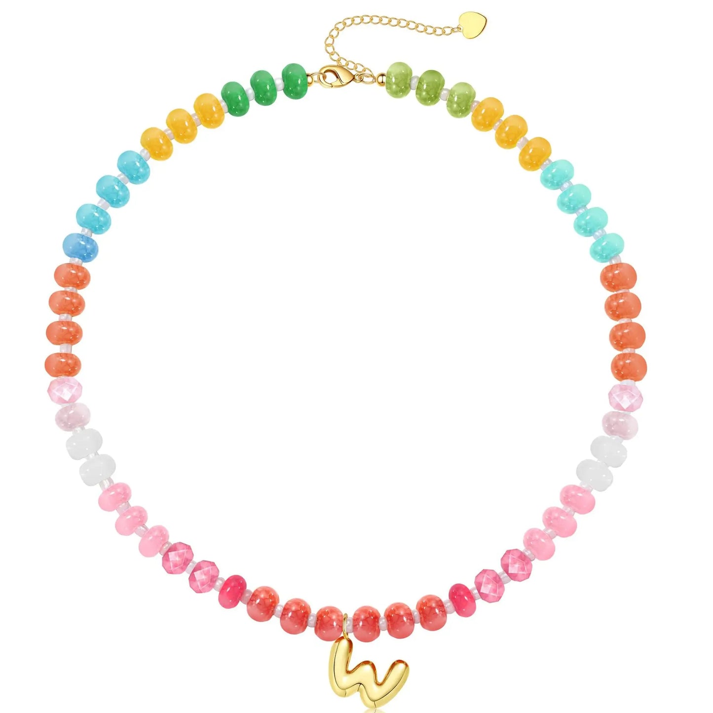 Passion Fruit Colorful Initial Natural Stone Necklaces