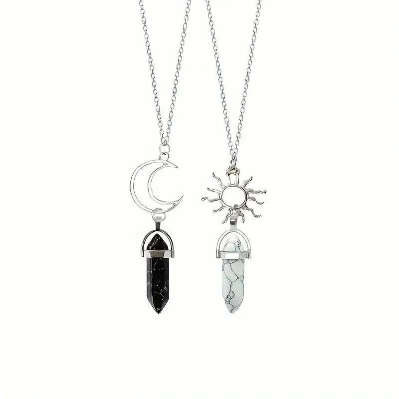 Heart To Heart Natural Stone Bullet Crystal Necklace & Bracelet