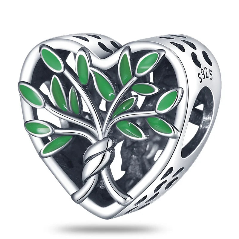 Silver Butterfly Plant Flowers Series Charms Beads