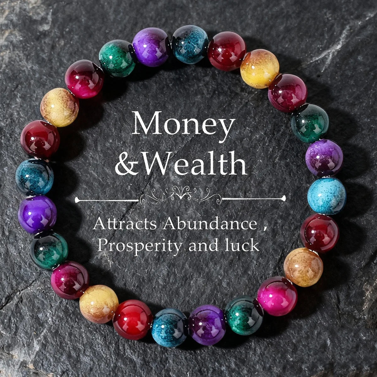 Vibrant Fuchsia Fusion Delectable Rainbow Natural Stone Bracelet
