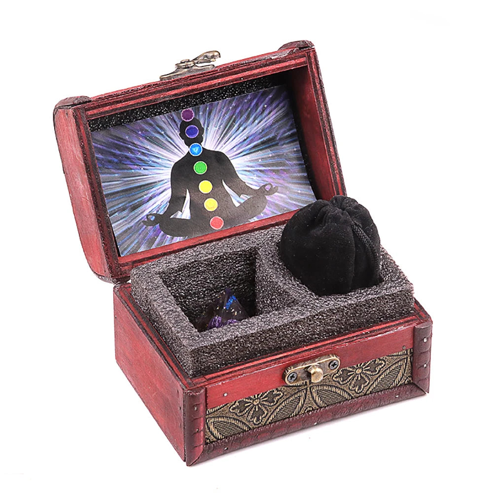 Natural Healing Crystals Kit 7 Chakra Tumbled Stones Resin Pendulum Card Set