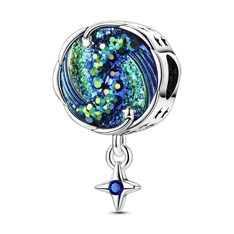 Empress Blue Platinum Pendant Charms Beads