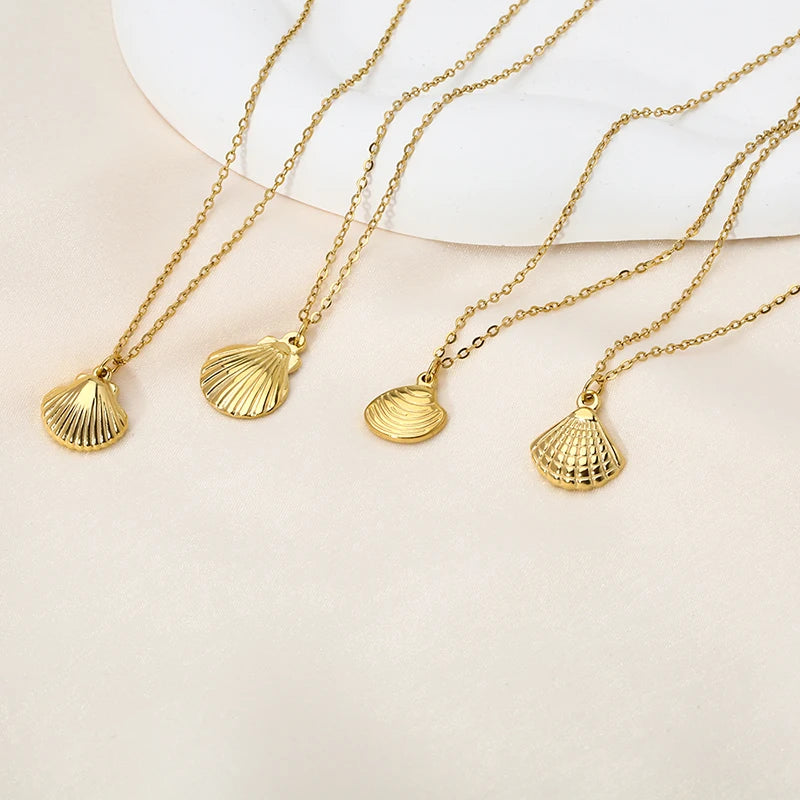 Ocean Shells & Coconut Palm Pendant Necklaces