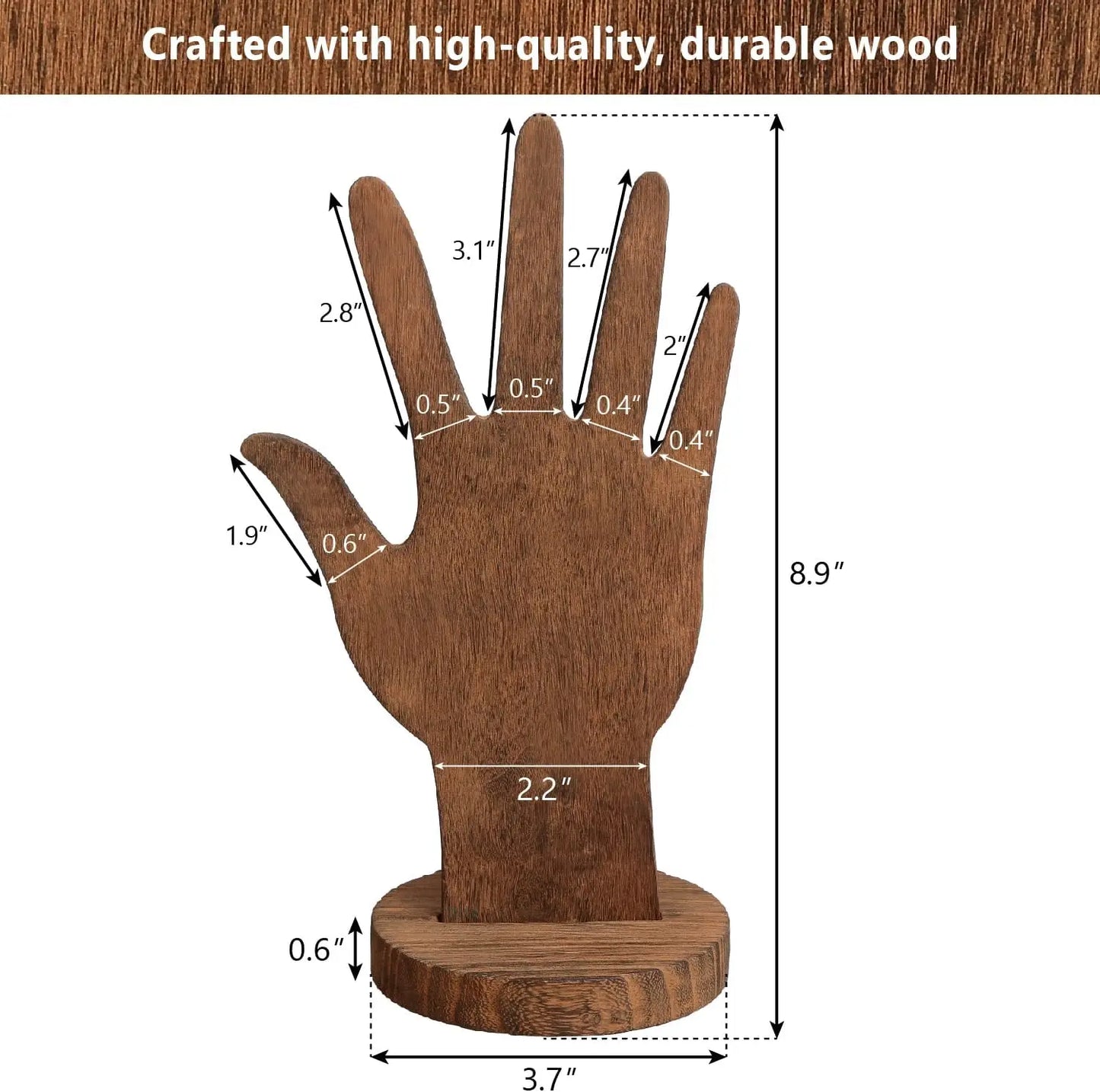 Real Wooden Hand 2-Way Design Standalone Mannequin Finger Display