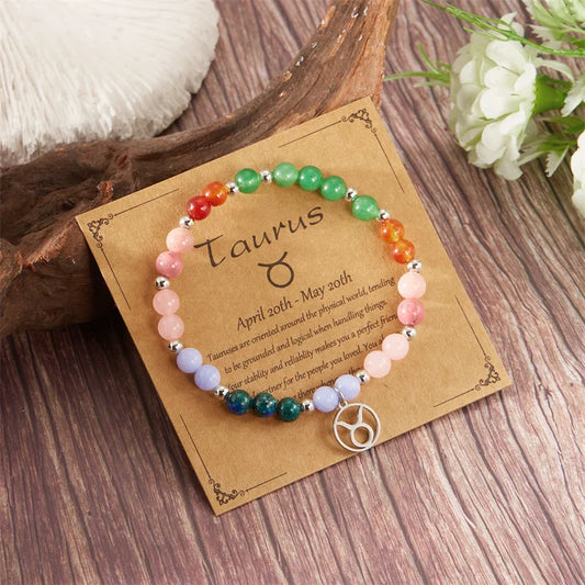 Colorful 12 Constellation Natural Stone Beaded Bracelets