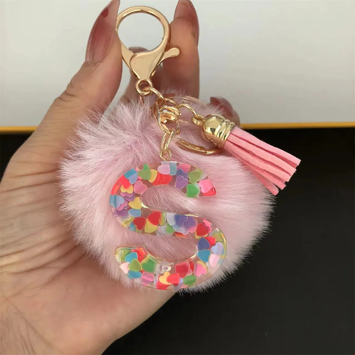 Pretty Pink Initials Alphabet Keychain Pendant