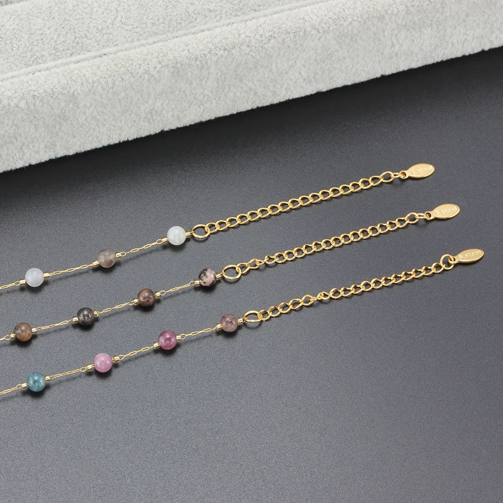 Colorful Gold Crystal Bead Bracelets