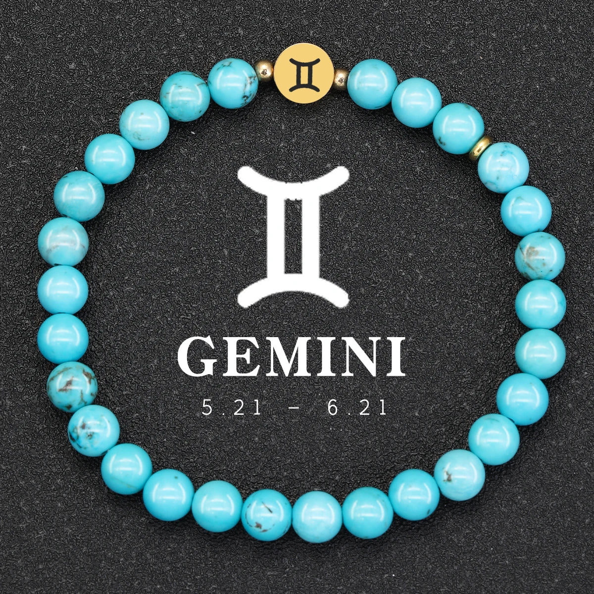 Natural Stone Blue Turquoise 12 Zodiac Bracelets