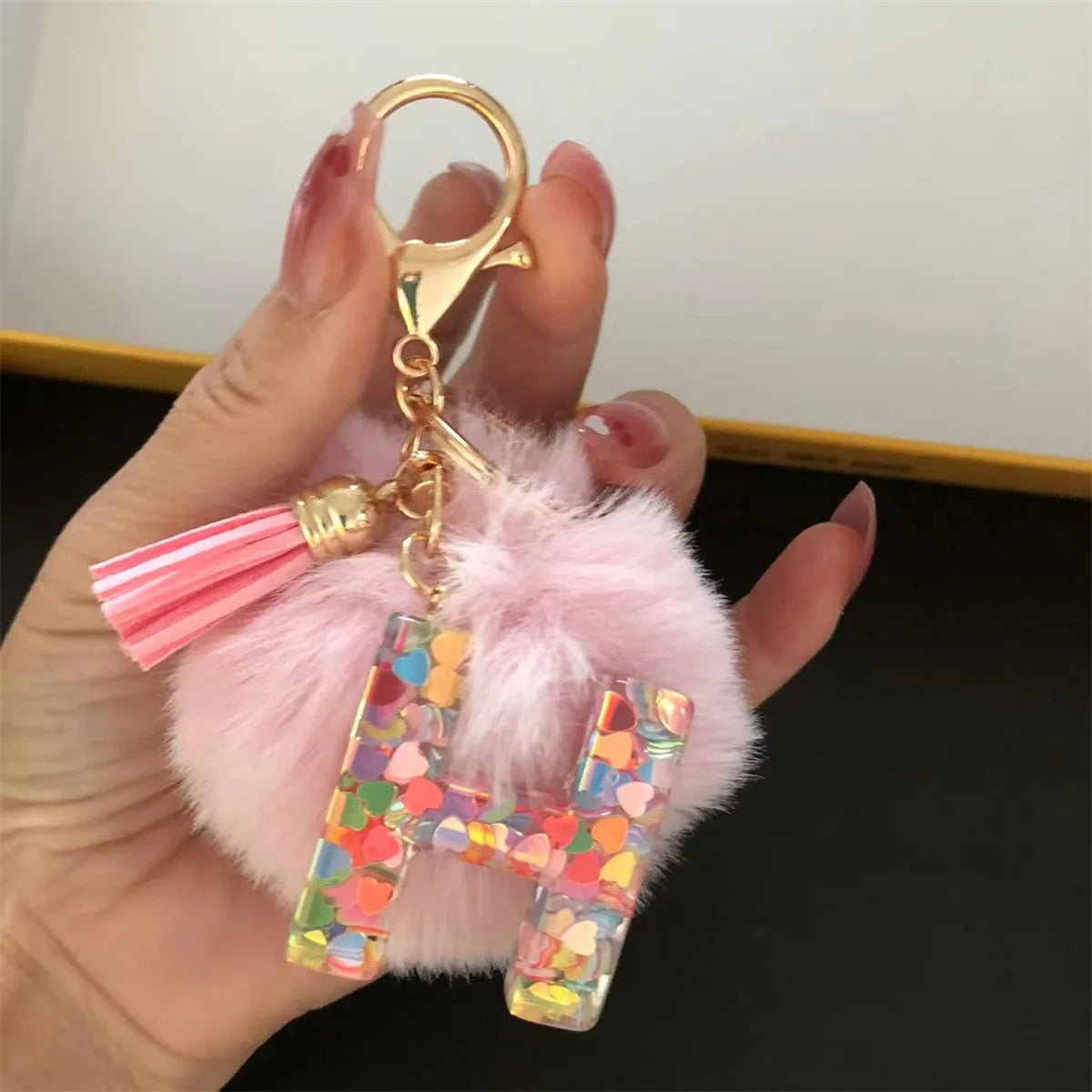 Pretty Pink Initials Alphabet Keychain Pendant