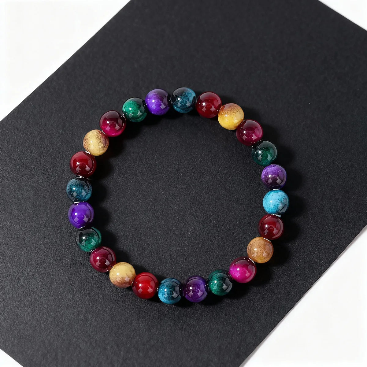 Vibrant Fuchsia Fusion Delectable Rainbow Natural Stone Bracelet