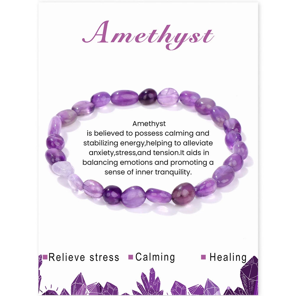 Natural Amethysts Charm Bracelet Series
