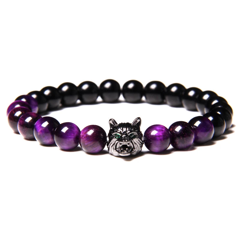 Alpha Wolf Head Charm Protection Diffuser Bracelet