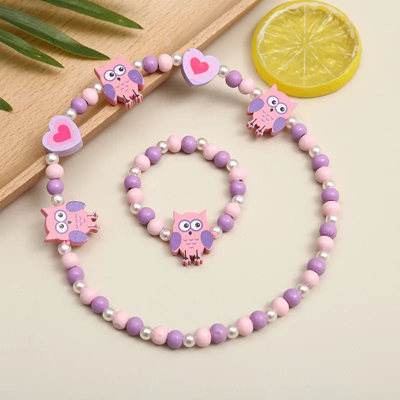 Cute Cartoon Pattern Necklace Bracelet Sets