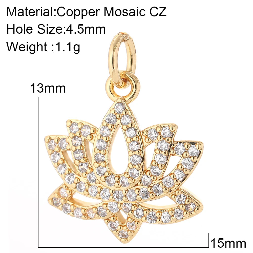 Cute Animals Plants Gold Bracelet Charm Pendants