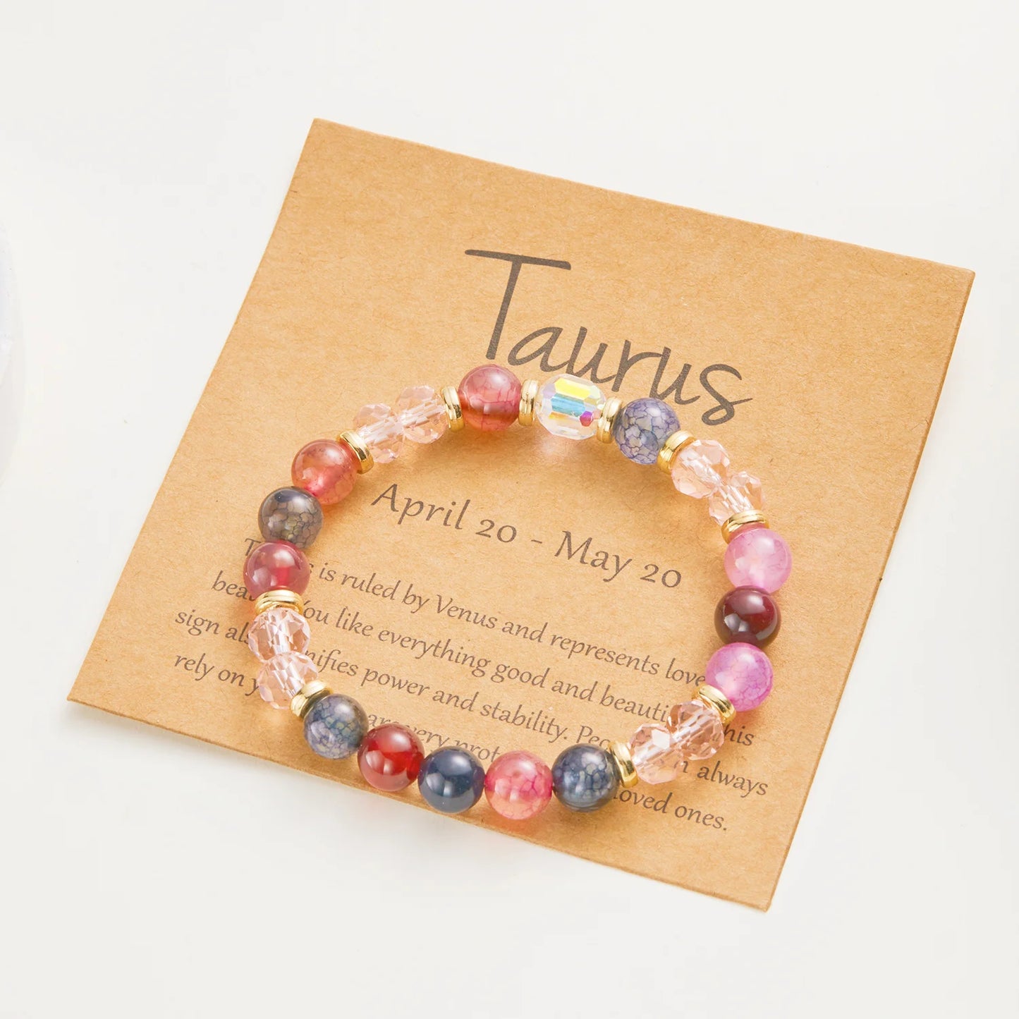 Gorgeous Glass 12 Zodiac Crystal Beaded Bracelet