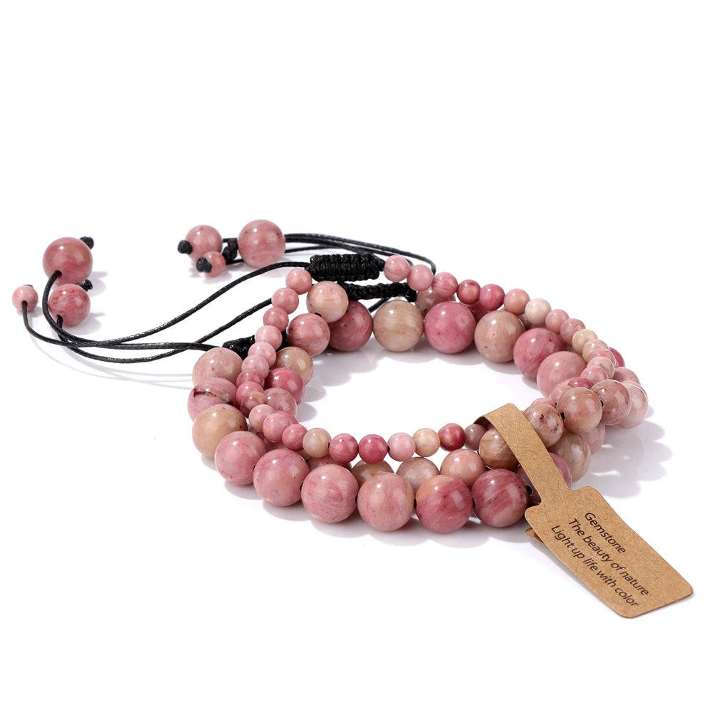 Universal Natural Stone Healing Mixed Size Beaded Bracelets