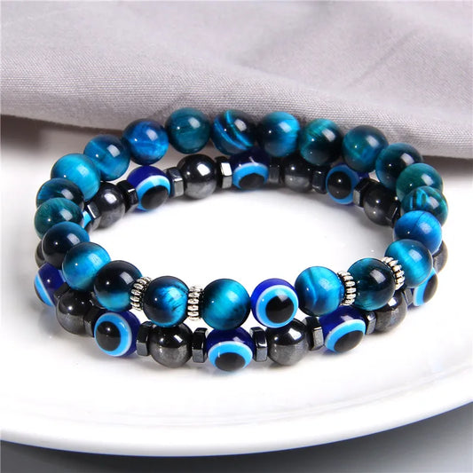 Lucky Blue Evil Eye Beads Bracelet Set