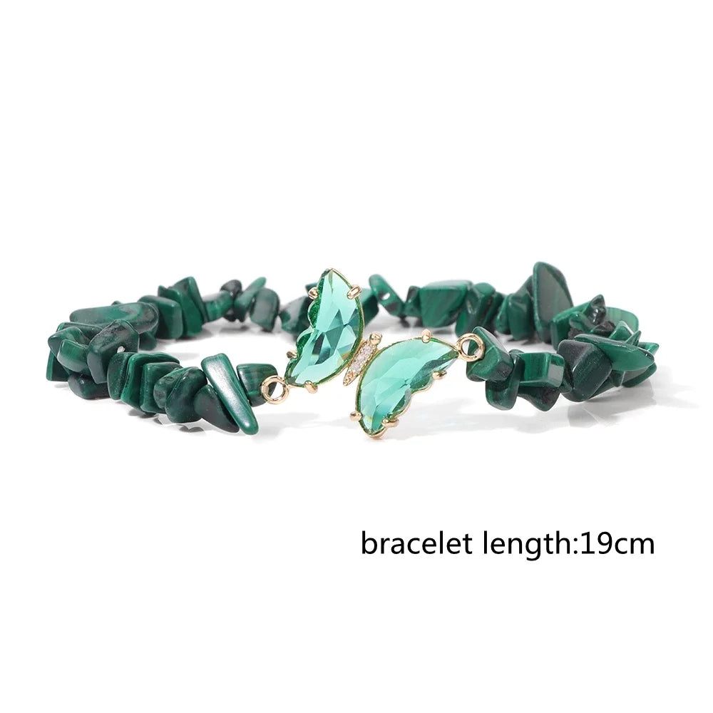 Butterfly Pendant Necklace Gravel Bracelets