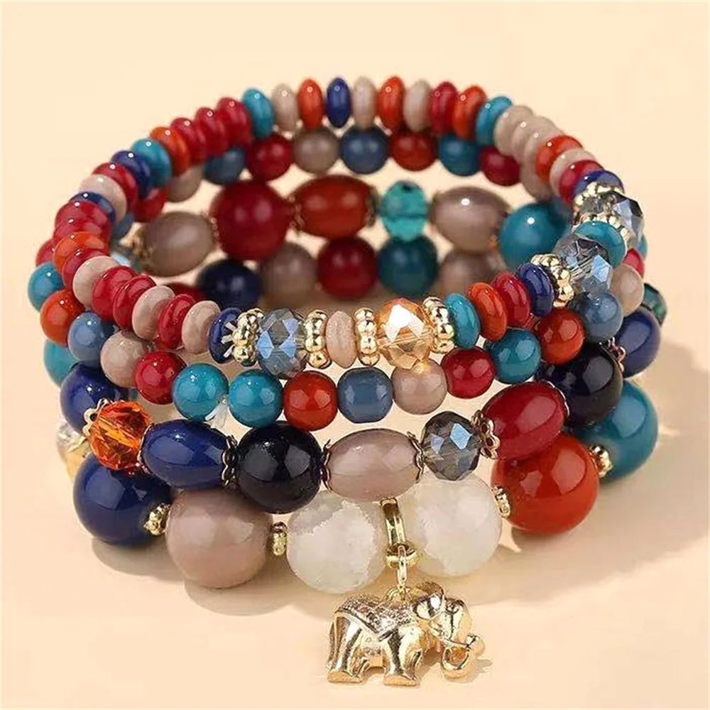 Good Luck Elephant Crystal Beads Bracelet