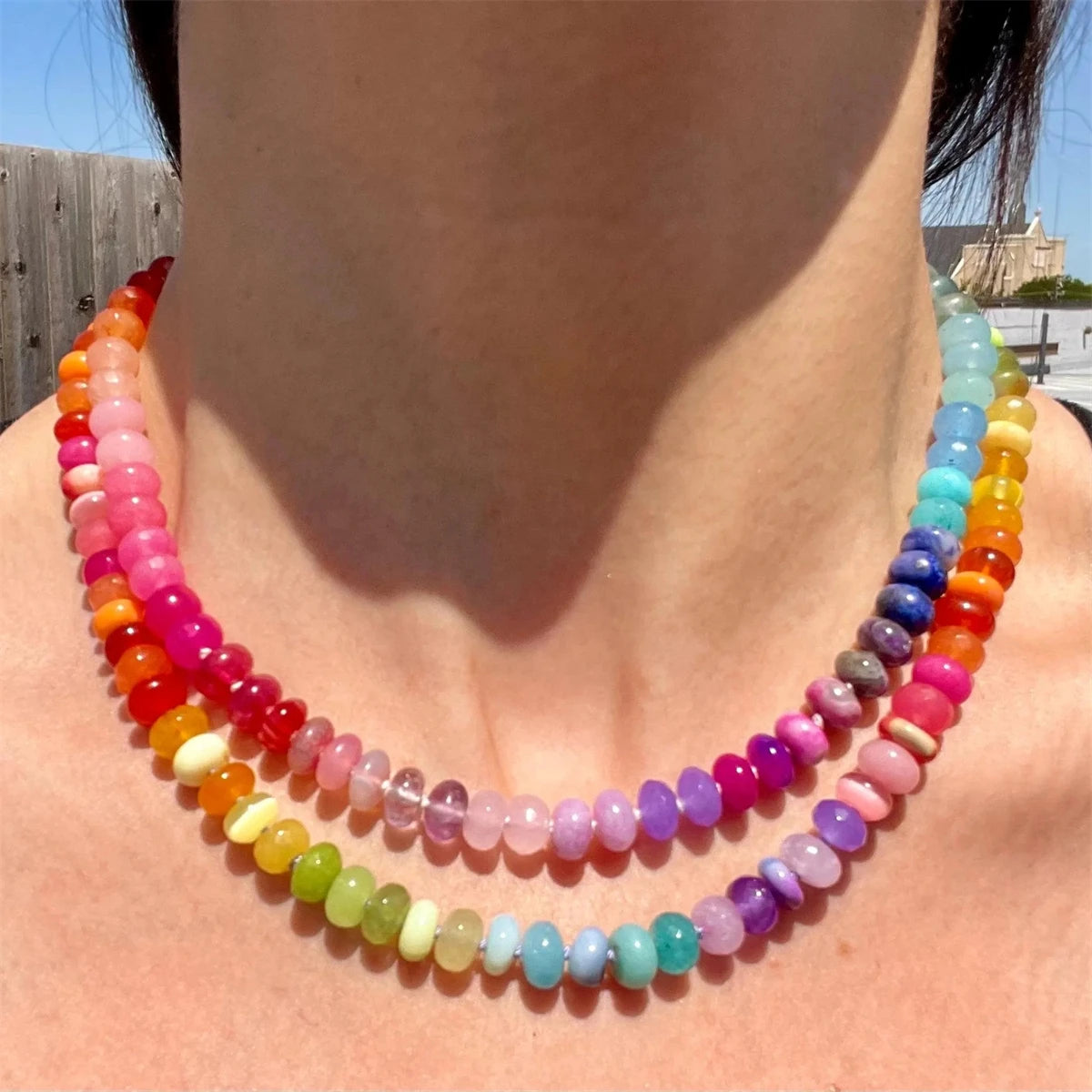 Candy Color Bright Charm Natural Stone Dopamine Necklace