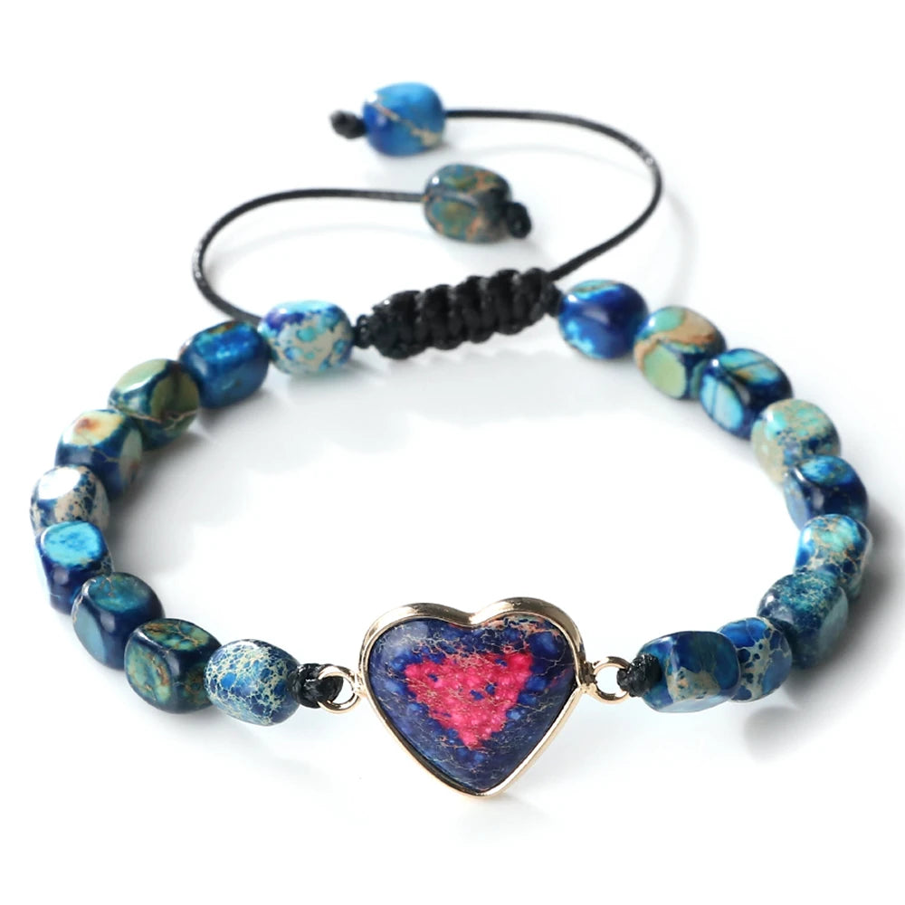 Beautiful Heart-shaped Charm Stone Bracelets