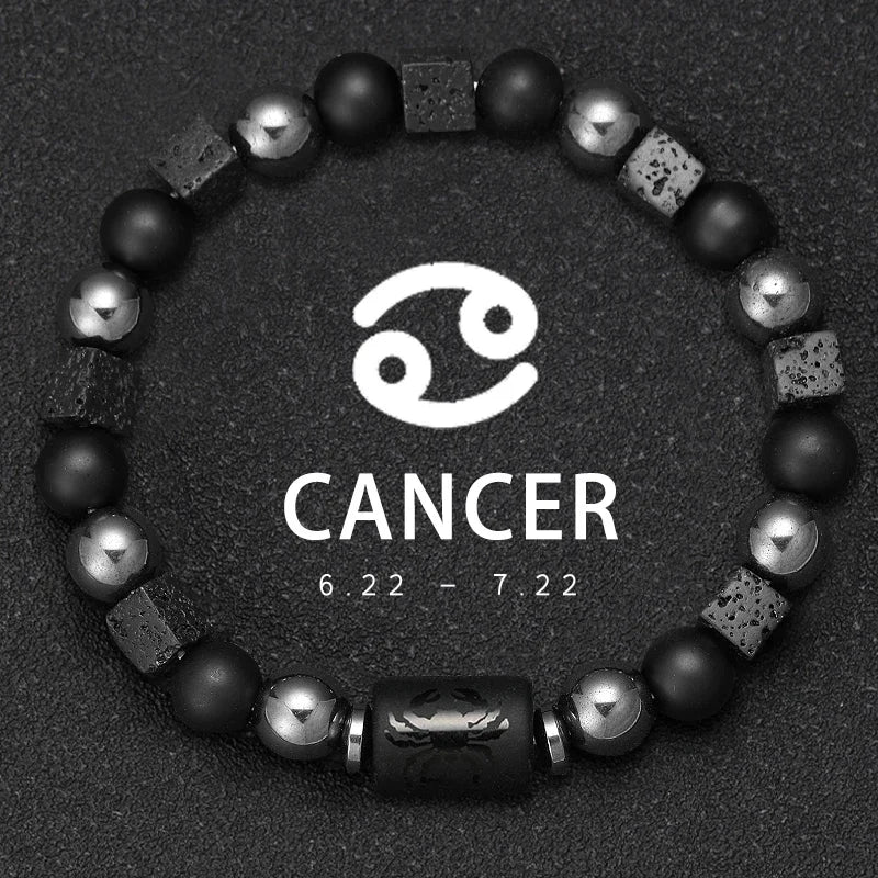 Obsidian Natural Stone 12 Zodiac Signs Bracelets
