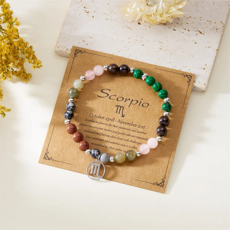 Colorful 12 Constellation Natural Stone Beaded Bracelets