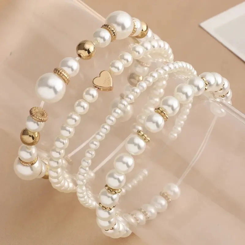 Beautiful and Versatile Pearl Love Bracelet Set