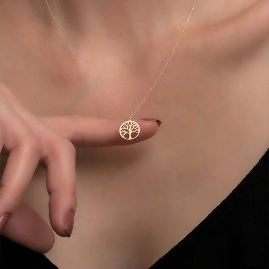 Round Tree of Life Pendant Classic Hollow Necklace