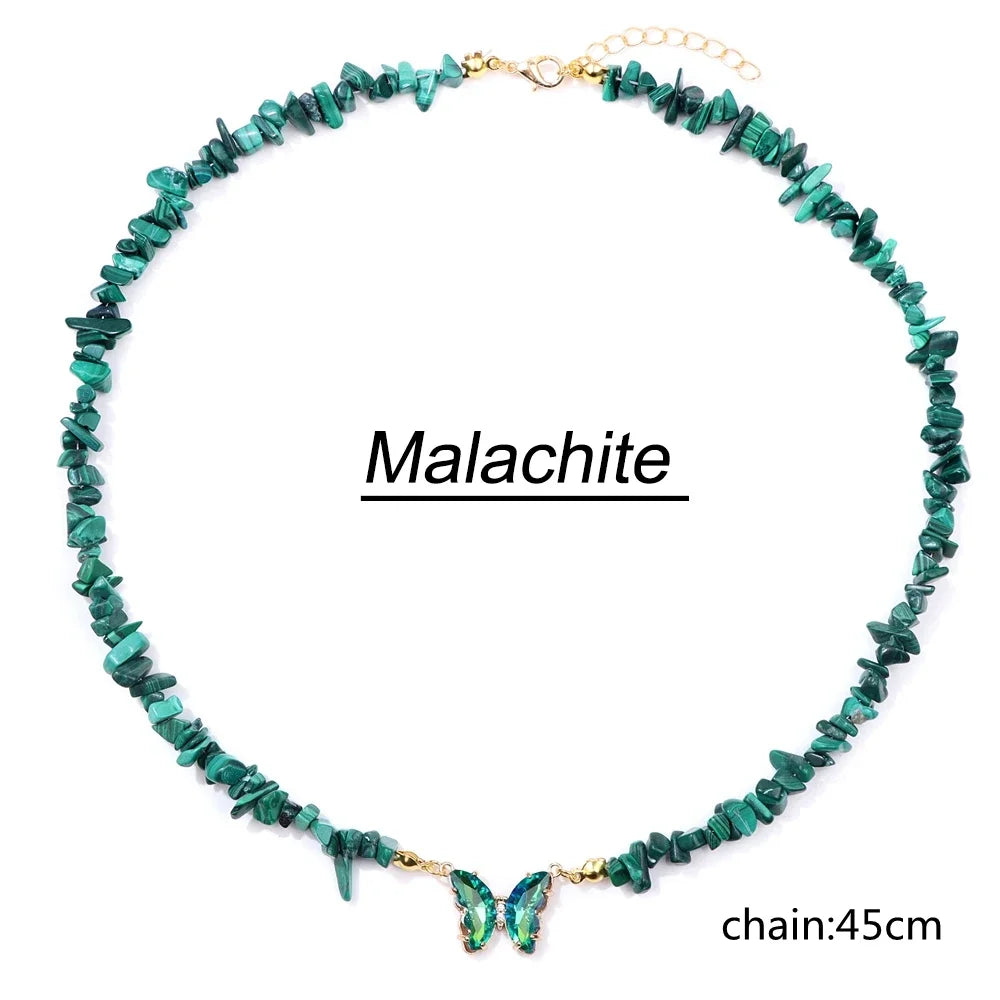 Butterfly Pendant Necklace Gravel Bracelets