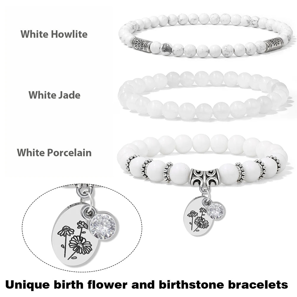 Birthstone Rose Sunflower Beaded Bracelet Sets
